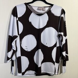 CHICO's Shirt Women's Chico Size 0 Brown White Open Dolman Tie Sleeve Top Casual